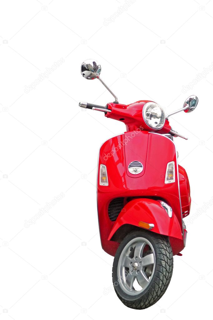 Red scooter isolated on white