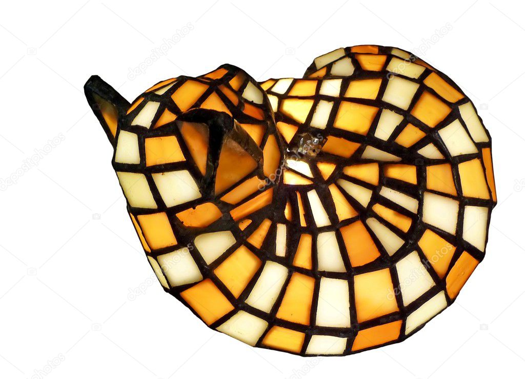 Antique stained glass cat lamp