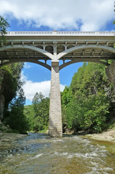 Vintage bro över ravinen och floden — Stockfoto