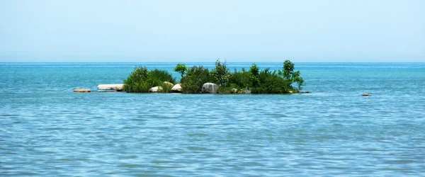 Yemyeşil bitkiler ile küçük bir ada — Stok fotoğraf