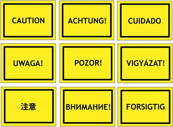 Señales de precaución multilingüe — Archivo Imágenes Vectoriales