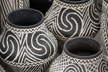 White black pottery vase clipart