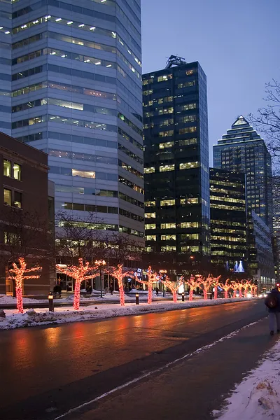 Şehir sokak kış dusk downtown — Stok fotoğraf