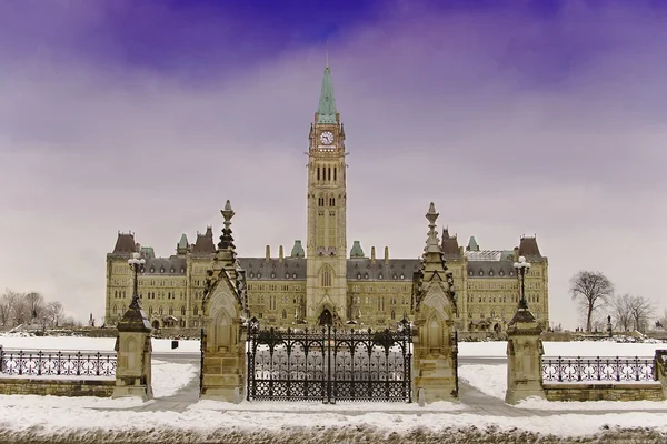Edificio del Parlamento ottawa in inverno — Foto Stock
