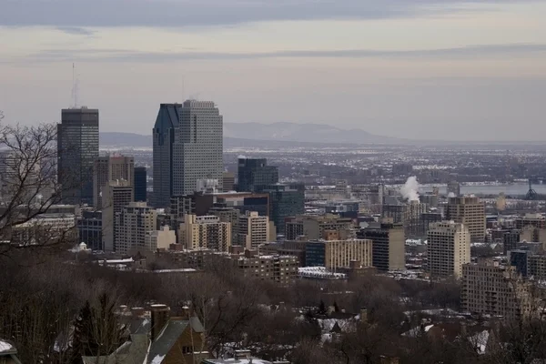 Vinterskyskrapere i Cityscape Montreal – stockfoto