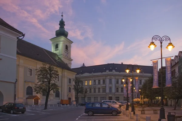 Piazza principale Sibiu città — Foto Stock