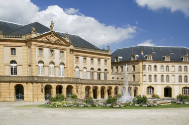 Castle building and water fountain clipart