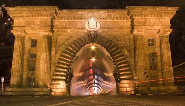 Tunnel in budapest di notte — Foto Stock