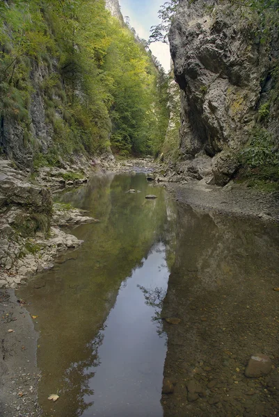 Río desfiladero de piedra caliza en las montañas — Foto de Stock