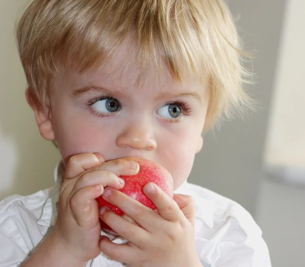 Toddler elma — Stok fotoğraf