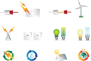 Electric power icons clipart