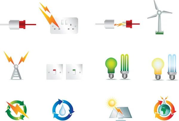 Symbole der Elektrizität — Stockvektor
