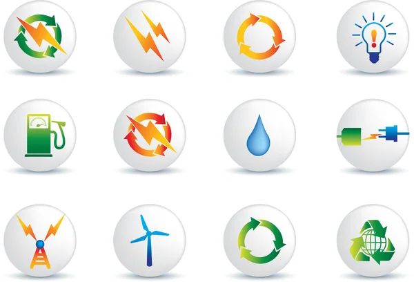 Electric power icon buttons — Stock Vector