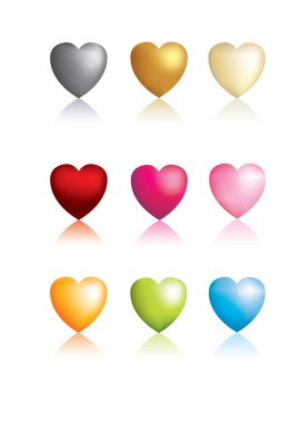 Set of 9 matt 3d hearts clipart