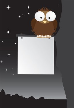 Owl and blank sign clipart