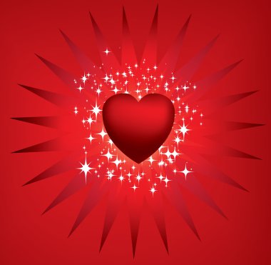 Red starburst heart and stars clipart