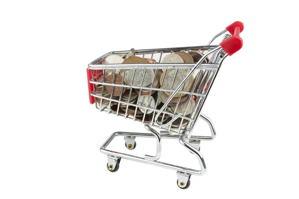 Shopping trolley full of money — Stock Photo, Image