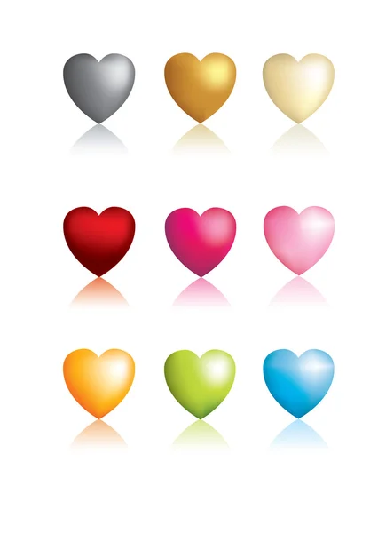 Set van 9 mat 3d harten — Stockfoto