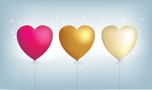 3 globos metálicos del corazón —  Fotos de Stock