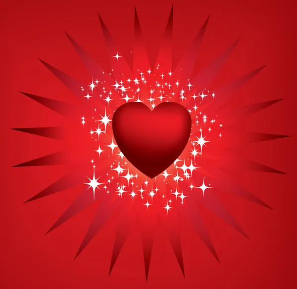 Coração e estrelas de starburst vermelho — Fotografia de Stock
