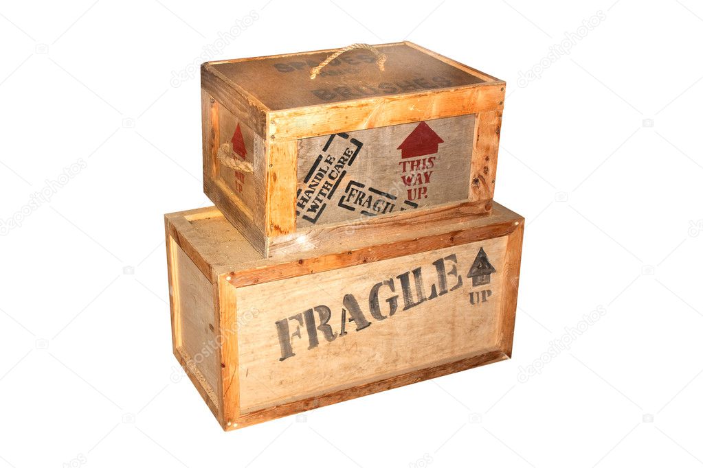 Fragile wooden packing cases