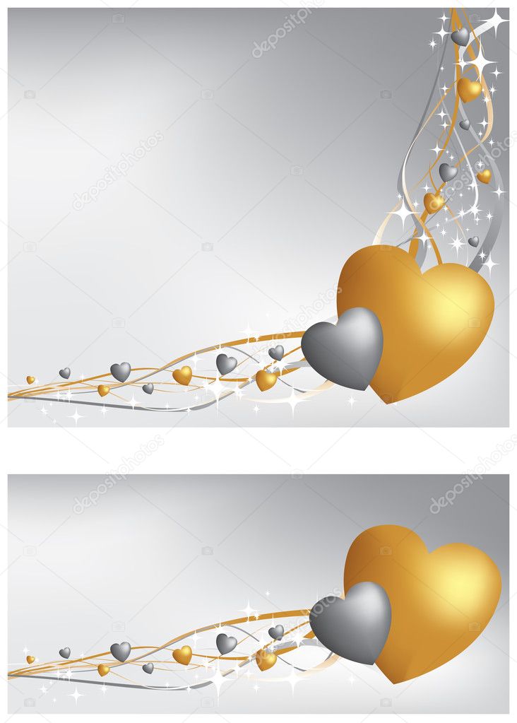 Silver and gold banner and background of stars a