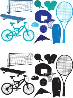 Sports object silhouettes clipart