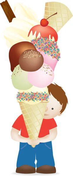 Ragazzo e enorme gelato — Foto Stock