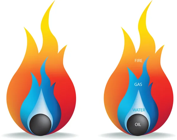 Ogień, gazu, oleju i wody — Zdjęcie stockowe