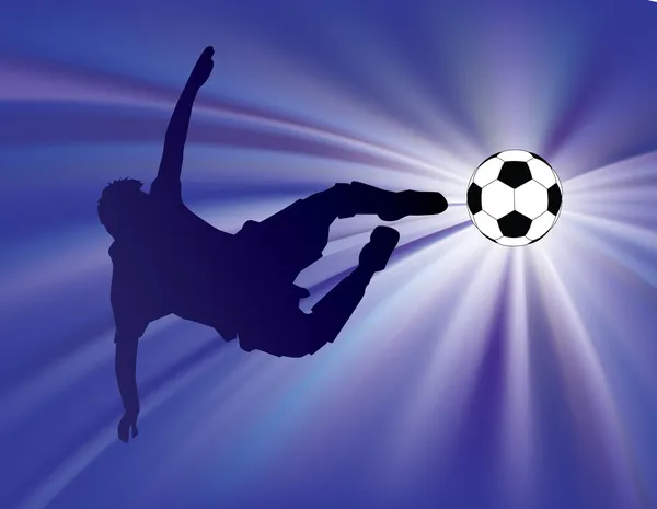 Blå starburst fotboll kick — Stockfoto