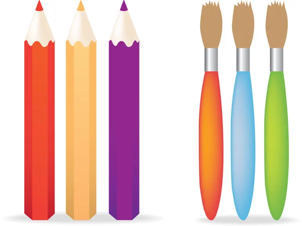 Bleistifte und Pinsel — Stockfoto