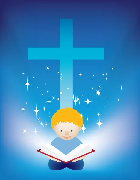 儿童阅读圣经 — 图库照片