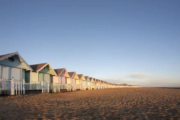 Beach huts at mersea, essex — Stock Photo, Image