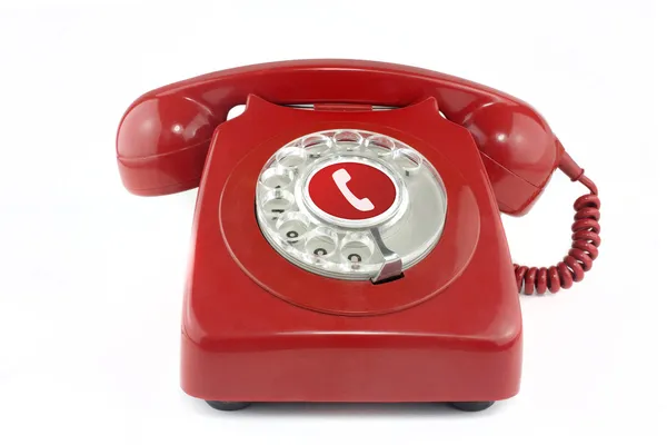 Starý červený 70 telefon — Stock fotografie