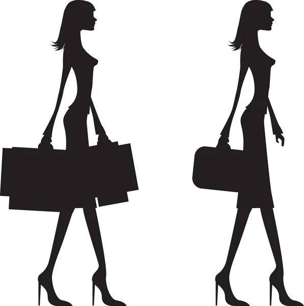 Frau beim Einkaufen und Geschäftsfrau — Stockfoto