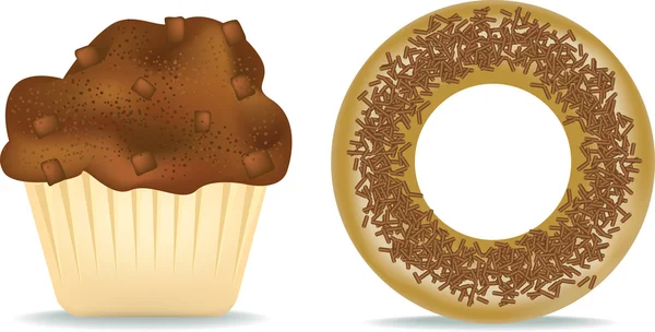Muffin och donut — Stockfoto