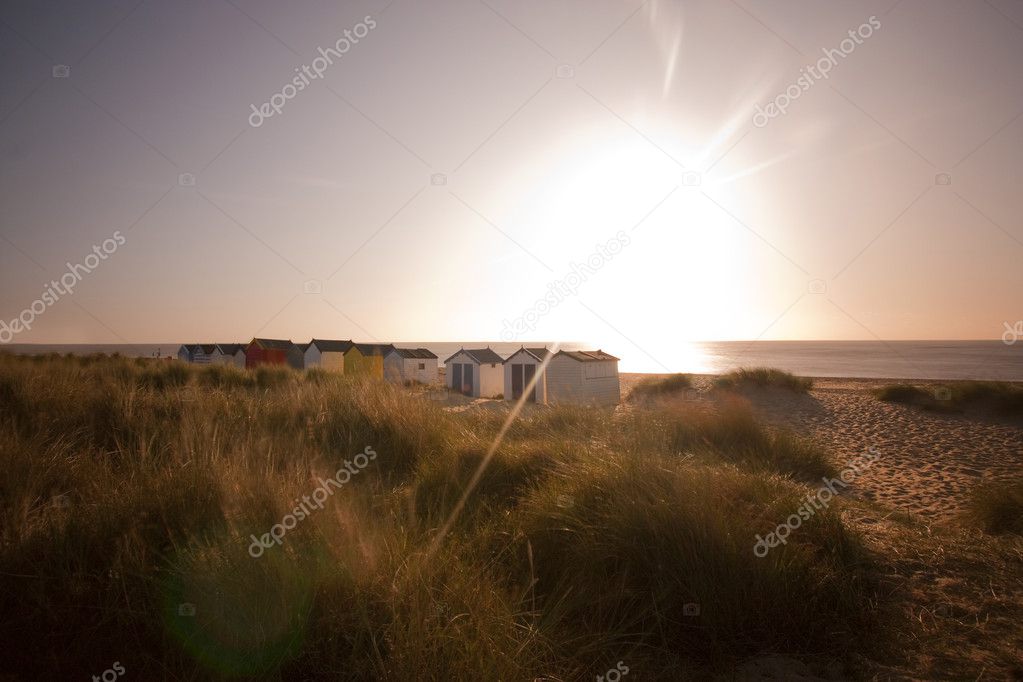 Beach huts at southwold at dawn