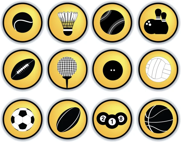 Esportes bolas botão definido — Fotografia de Stock