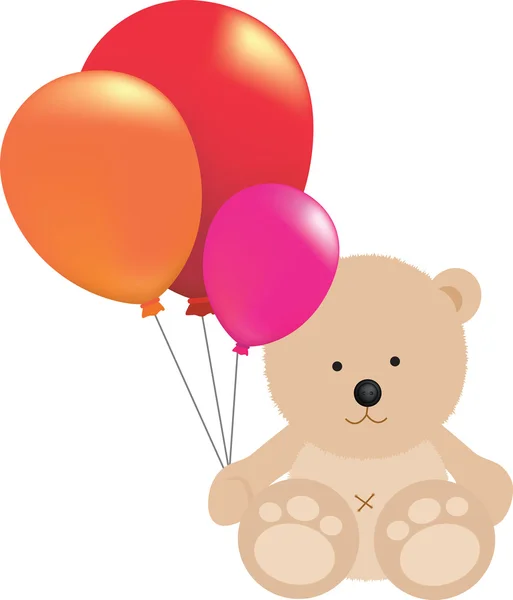 Teddy bear holding ballons — Stockfoto