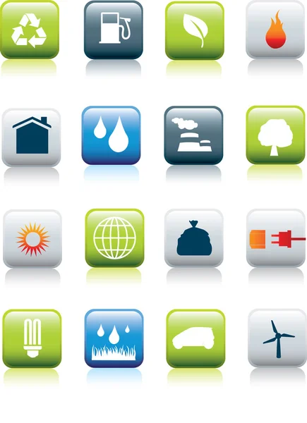Conjunto de ícone de ambiente ecológico — Fotografia de Stock