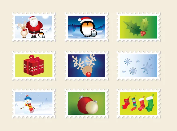 Conjunto de selos de Natal — Fotografia de Stock