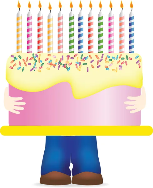 Carrying huge birthday cake — Stock Photo, Image
