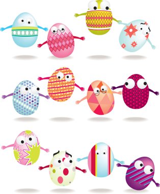 Easter egg cartoon icon set clipart