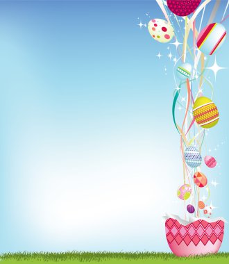 Easter egg and streamer background clipart