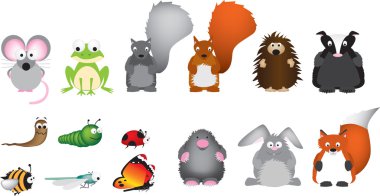 Uk british wildlife set clipart