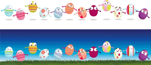 Personagens de desenhos animados de ovo de Páscoa — Fotografia de Stock