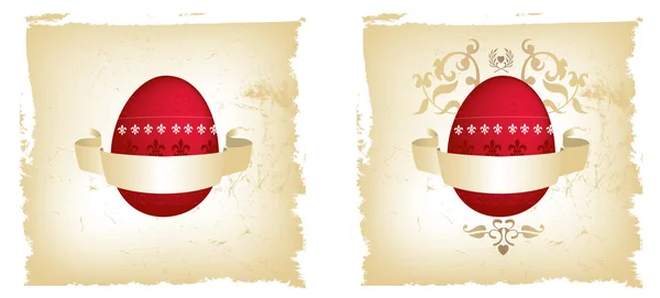 Пасхальное красное и золотое гранжевое яйцо — стоковое фото