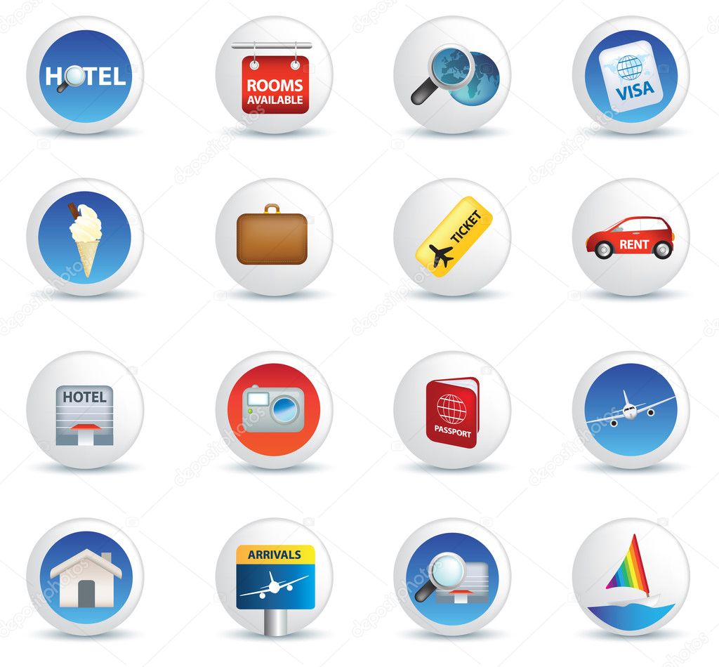 Holiday travel and vacation icons