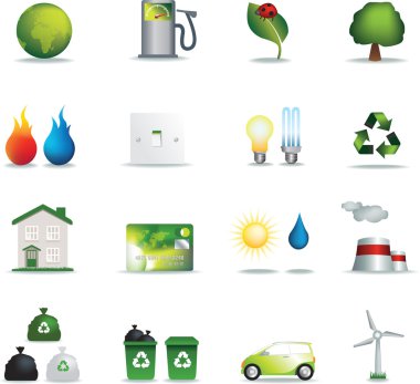 Eco icons realistic clipart