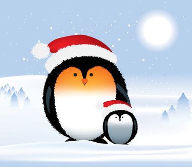 Pengiuns christmas clipart